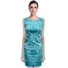 Repeatable Patterns Shutterstock Blue Leaf Heart Love Sleeveless Velvet Midi Dress by Mariart