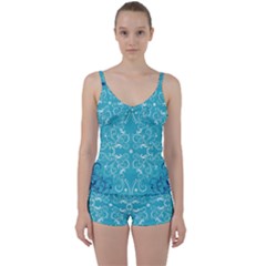 Repeatable Patterns Shutterstock Blue Leaf Heart Love Tie Front Two Piece Tankini by Mariart