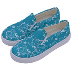 Repeatable Patterns Shutterstock Blue Leaf Heart Love Kids  Canvas Slip Ons by Mariart