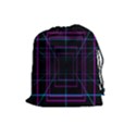 Retro Neon Grid Squares And Circle Pop Loop Motion Background Plaid Purple Drawstring Pouches (Large)  View1