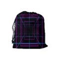 Retro Neon Grid Squares And Circle Pop Loop Motion Background Plaid Purple Drawstring Pouches (Large)  View2