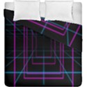 Retro Neon Grid Squares And Circle Pop Loop Motion Background Plaid Purple Duvet Cover Double Side (King Size) View1