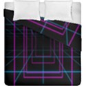 Retro Neon Grid Squares And Circle Pop Loop Motion Background Plaid Purple Duvet Cover Double Side (King Size) View2