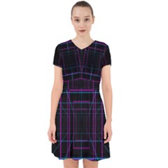 Retro Neon Grid Squares And Circle Pop Loop Motion Background Plaid Purple Adorable In Chiffon Dress by Mariart