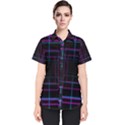 Retro Neon Grid Squares And Circle Pop Loop Motion Background Plaid Purple Women s Short Sleeve Shirt View1