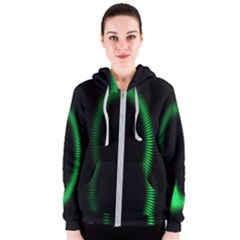 Rotating Ring Loading Circle Various Colors Loop Motion Green Women s Zipper Hoodie by Mariart