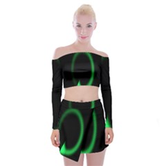 Rotating Ring Loading Circle Various Colors Loop Motion Green Off Shoulder Top With Skirt Set by Mariart