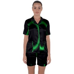 Rotating Ring Loading Circle Various Colors Loop Motion Green Satin Short Sleeve Pyjamas Set by Mariart