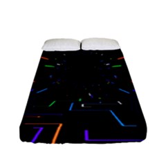 Seamless 3d Animation Digital Futuristic Tunnel Path Color Changing Geometric Electrical Line Zoomin Fitted Sheet (full/ Double Size)