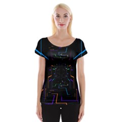 Seamless 3d Animation Digital Futuristic Tunnel Path Color Changing Geometric Electrical Line Zoomin Cap Sleeve Tops