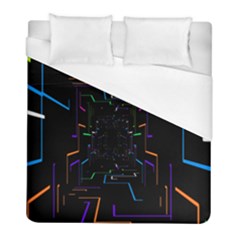 Seamless 3d Animation Digital Futuristic Tunnel Path Color Changing Geometric Electrical Line Zoomin Duvet Cover (full/ Double Size) by Mariart