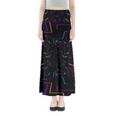 Seamless 3d Animation Digital Futuristic Tunnel Path Color Changing Geometric Electrical Line Zoomin Full Length Maxi Skirt