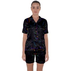 Seamless 3d Animation Digital Futuristic Tunnel Path Color Changing Geometric Electrical Line Zoomin Satin Short Sleeve Pyjamas Set by Mariart