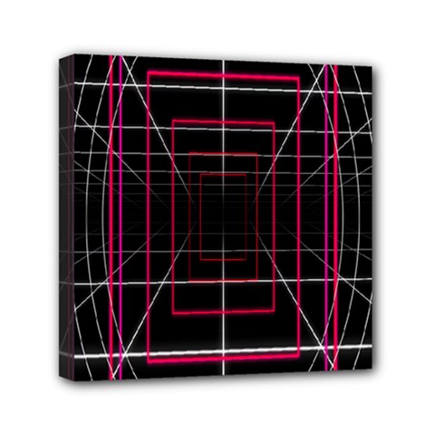 Retro Neon Grid Squares And Circle Pop Loop Motion Background Plaid Mini Canvas 6  X 6  by Mariart