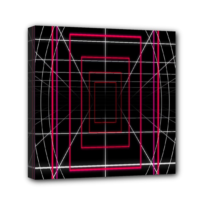 Retro Neon Grid Squares And Circle Pop Loop Motion Background Plaid Mini Canvas 6  x 6 