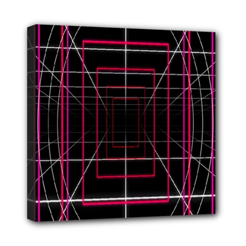 Retro Neon Grid Squares And Circle Pop Loop Motion Background Plaid Mini Canvas 8  X 8  by Mariart