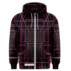 Retro Neon Grid Squares And Circle Pop Loop Motion Background Plaid Men s Zipper Hoodie by Mariart