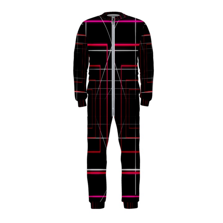 Retro Neon Grid Squares And Circle Pop Loop Motion Background Plaid OnePiece Jumpsuit (Kids)