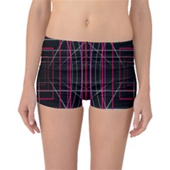 Retro Neon Grid Squares And Circle Pop Loop Motion Background Plaid Boyleg Bikini Bottoms