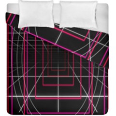 Retro Neon Grid Squares And Circle Pop Loop Motion Background Plaid Duvet Cover Double Side (king Size) by Mariart