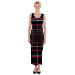 Retro Neon Grid Squares And Circle Pop Loop Motion Background Plaid Fitted Maxi Dress by Mariart