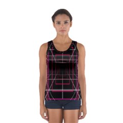 Retro Neon Grid Squares And Circle Pop Loop Motion Background Plaid Sport Tank Top  by Mariart