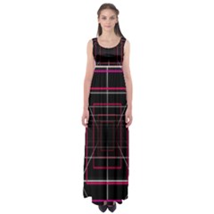 Retro Neon Grid Squares And Circle Pop Loop Motion Background Plaid Empire Waist Maxi Dress by Mariart