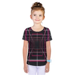 Retro Neon Grid Squares And Circle Pop Loop Motion Background Plaid Kids  One Piece Tee