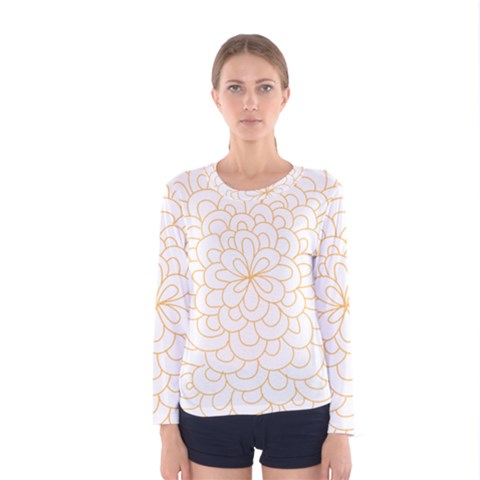 Rosette Flower Floral Women s Long Sleeve Tee by Mariart