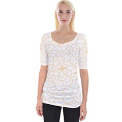 Rosette Flower Floral Wide Neckline Tee