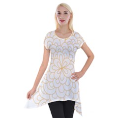 Rosette Flower Floral Short Sleeve Side Drop Tunic