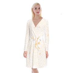 Rosette Flower Floral Long Sleeve Velvet Front Wrap Dress