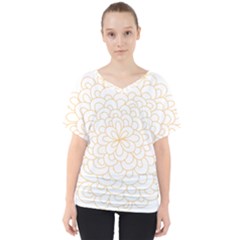 Rosette Flower Floral V-neck Dolman Drape Top