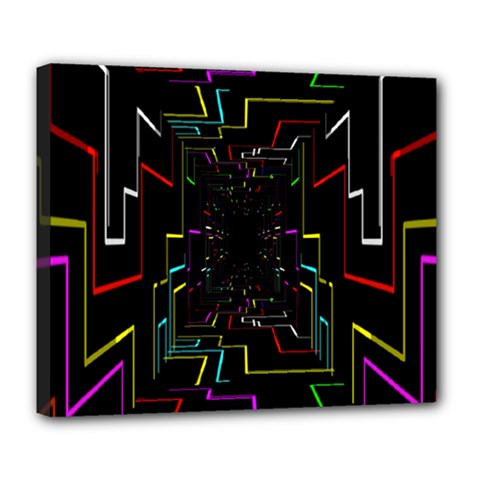 Seamless 3d Animation Digital Futuristic Tunnel Path Color Changing Geometric Electrical Line Zoomin Deluxe Canvas 24  X 20   by Mariart