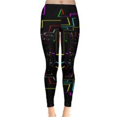 Seamless 3d Animation Digital Futuristic Tunnel Path Color Changing Geometric Electrical Line Zoomin Leggings  by Mariart