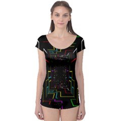 Seamless 3d Animation Digital Futuristic Tunnel Path Color Changing Geometric Electrical Line Zoomin Boyleg Leotard  by Mariart