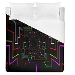 Seamless 3d Animation Digital Futuristic Tunnel Path Color Changing Geometric Electrical Line Zoomin Duvet Cover (queen Size) by Mariart