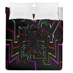 Seamless 3d Animation Digital Futuristic Tunnel Path Color Changing Geometric Electrical Line Zoomin Duvet Cover Double Side (queen Size) by Mariart