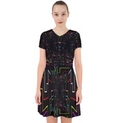 Seamless 3d Animation Digital Futuristic Tunnel Path Color Changing Geometric Electrical Line Zoomin Adorable In Chiffon Dress