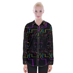 Seamless 3d Animation Digital Futuristic Tunnel Path Color Changing Geometric Electrical Line Zoomin Womens Long Sleeve Shirt