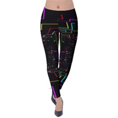 Seamless 3d Animation Digital Futuristic Tunnel Path Color Changing Geometric Electrical Line Zoomin Velvet Leggings by Mariart