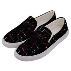 Seamless 3d Animation Digital Futuristic Tunnel Path Color Changing Geometric Electrical Line Zoomin Men s Canvas Slip Ons