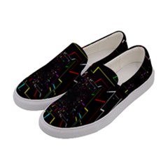 Seamless 3d Animation Digital Futuristic Tunnel Path Color Changing Geometric Electrical Line Zoomin Women s Canvas Slip Ons by Mariart