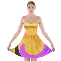 Spiral Digital Pop Rainbow Strapless Bra Top Dress