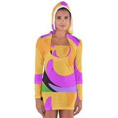 Spiral Digital Pop Rainbow Long Sleeve Hooded T-shirt