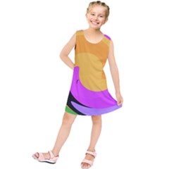 Spiral Digital Pop Rainbow Kids  Tunic Dress by Mariart