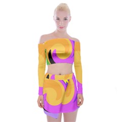 Spiral Digital Pop Rainbow Off Shoulder Top With Skirt Set by Mariart