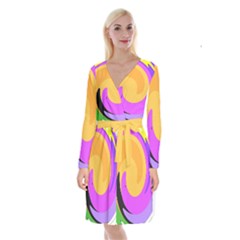 Spiral Digital Pop Rainbow Long Sleeve Velvet Front Wrap Dress