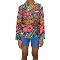 Seamless Texture Abstract Flowers Endless Background Ethnic Sea Art Kids  Long Sleeve Swimwear