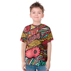 Seamless Texture Abstract Flowers Endless Background Ethnic Sea Art Kids  Cotton Tee